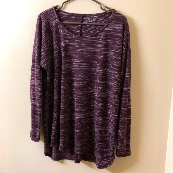 APT 9 Essentials tunic top women’s Size XL long sleeves Maroon White variegated - Picture 3 of 7